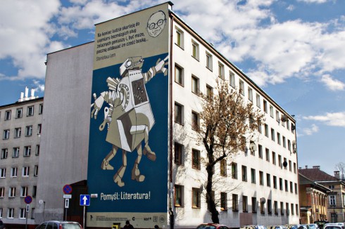 Kraków mural Lem robot